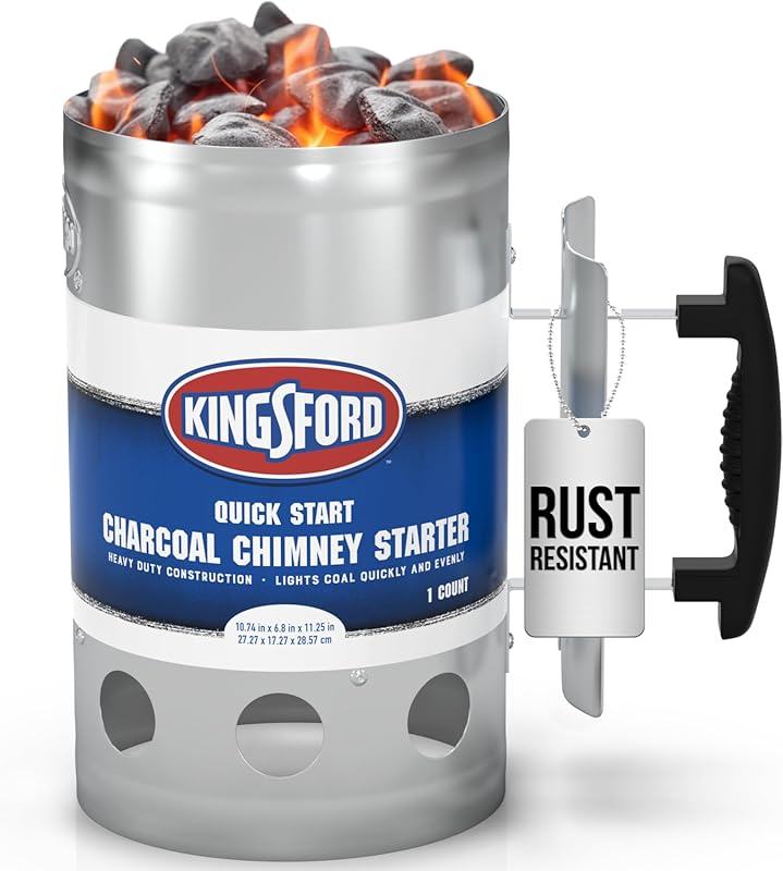 KINGSFORD Heavy Duty Deluxe Zinc Steel Charcoal Chimney Starter with H