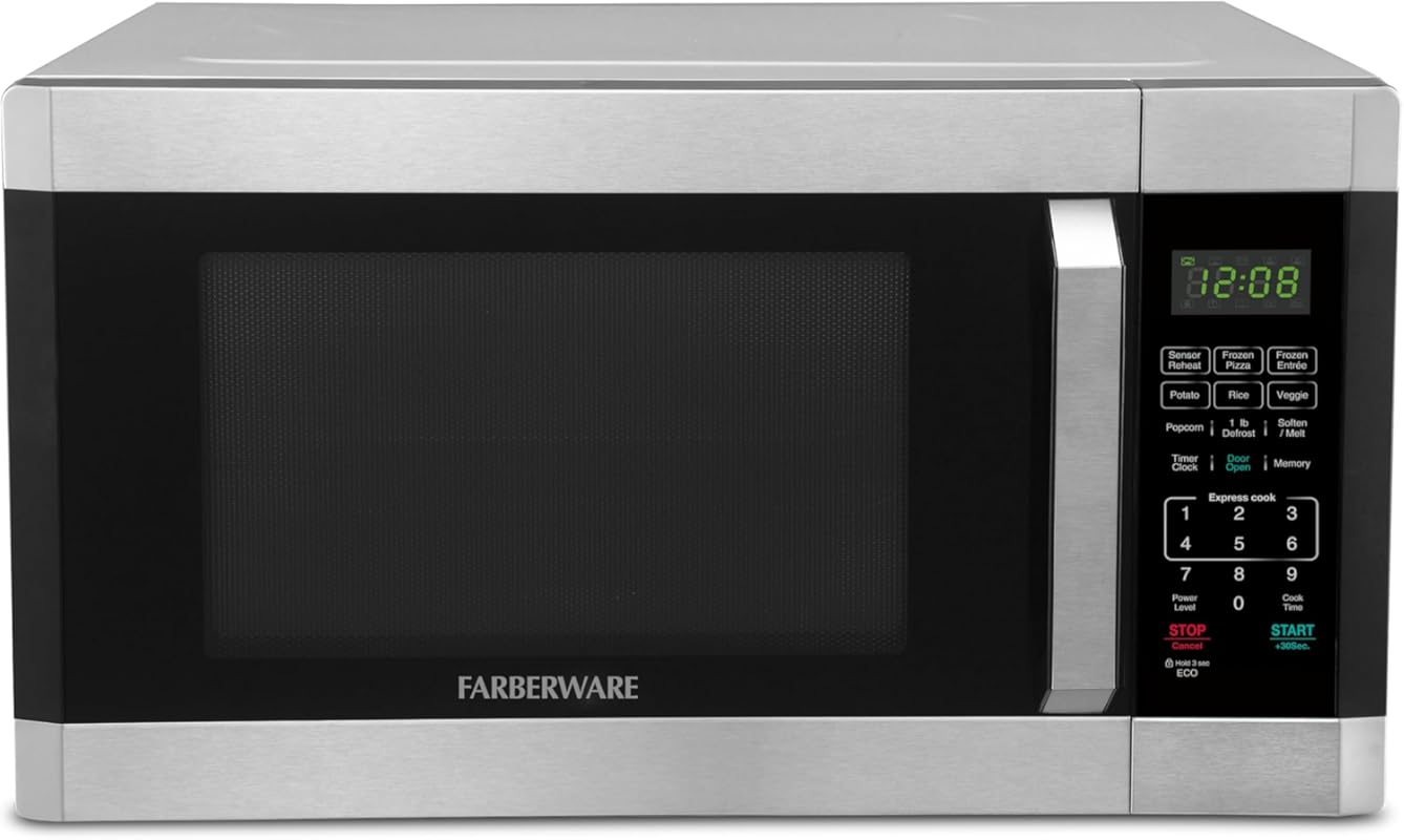 Farberware 1.6 Cu Ft Countertop Microwave Oven, 1100W, Smart Sensor, A