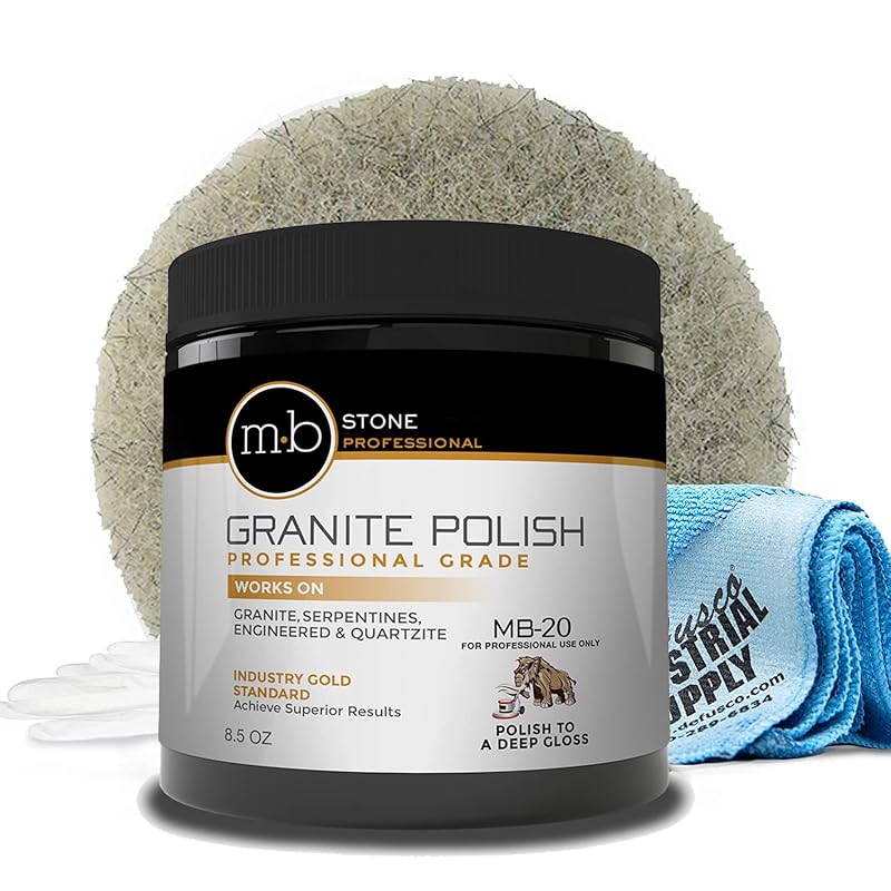 MB Stone Care Granite Polishing Compound Bundle: 8.5oz with Norton Ult