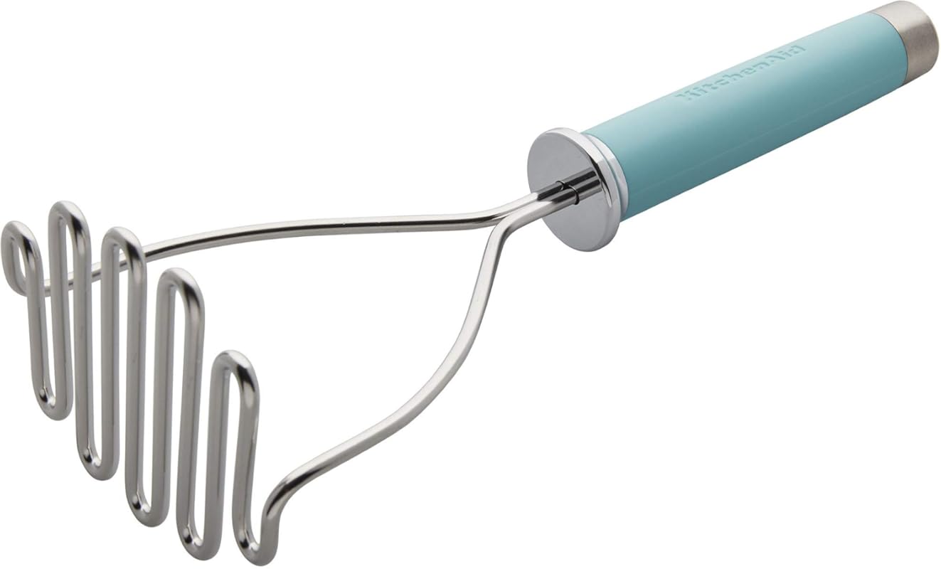 KitchenAid Gourmet Stainless Steel Wire Masher, 10.24-Inch, Aqua Sky, 