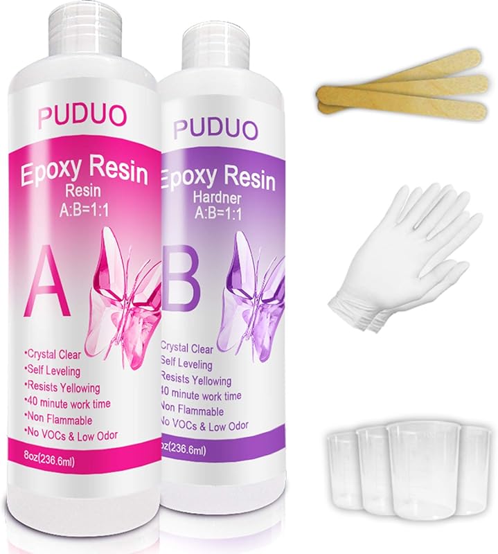 Puduo 16 oz Crystal Clear Epoxy Resin Kit: Art, Jewelry & Crafts Coati