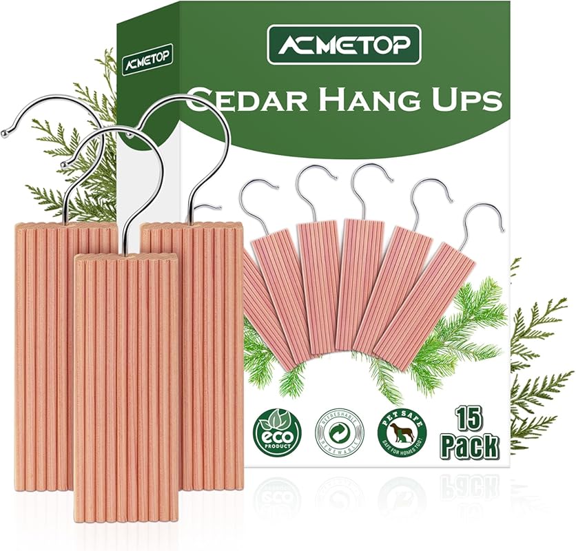 ACMETOP 15-Pack Natural Aromatic Cedar Hang Ups & Balls for Clothes St