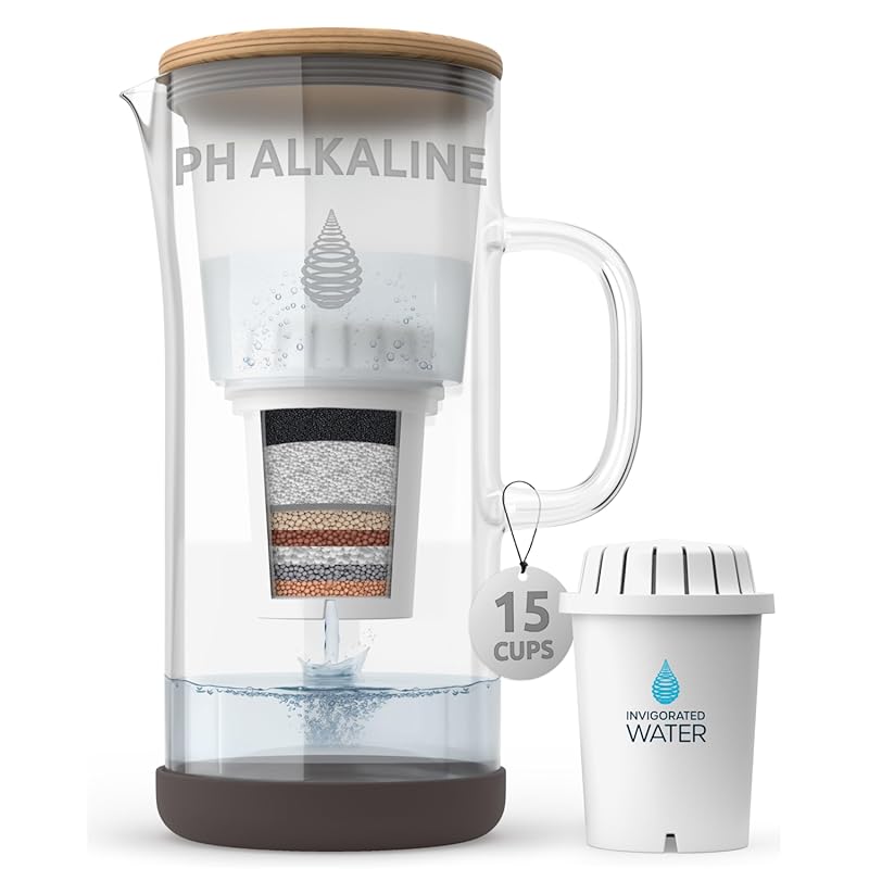 Invigorated Water pH Restore Glass Alkaline Water Pitcher: Multi-Stage