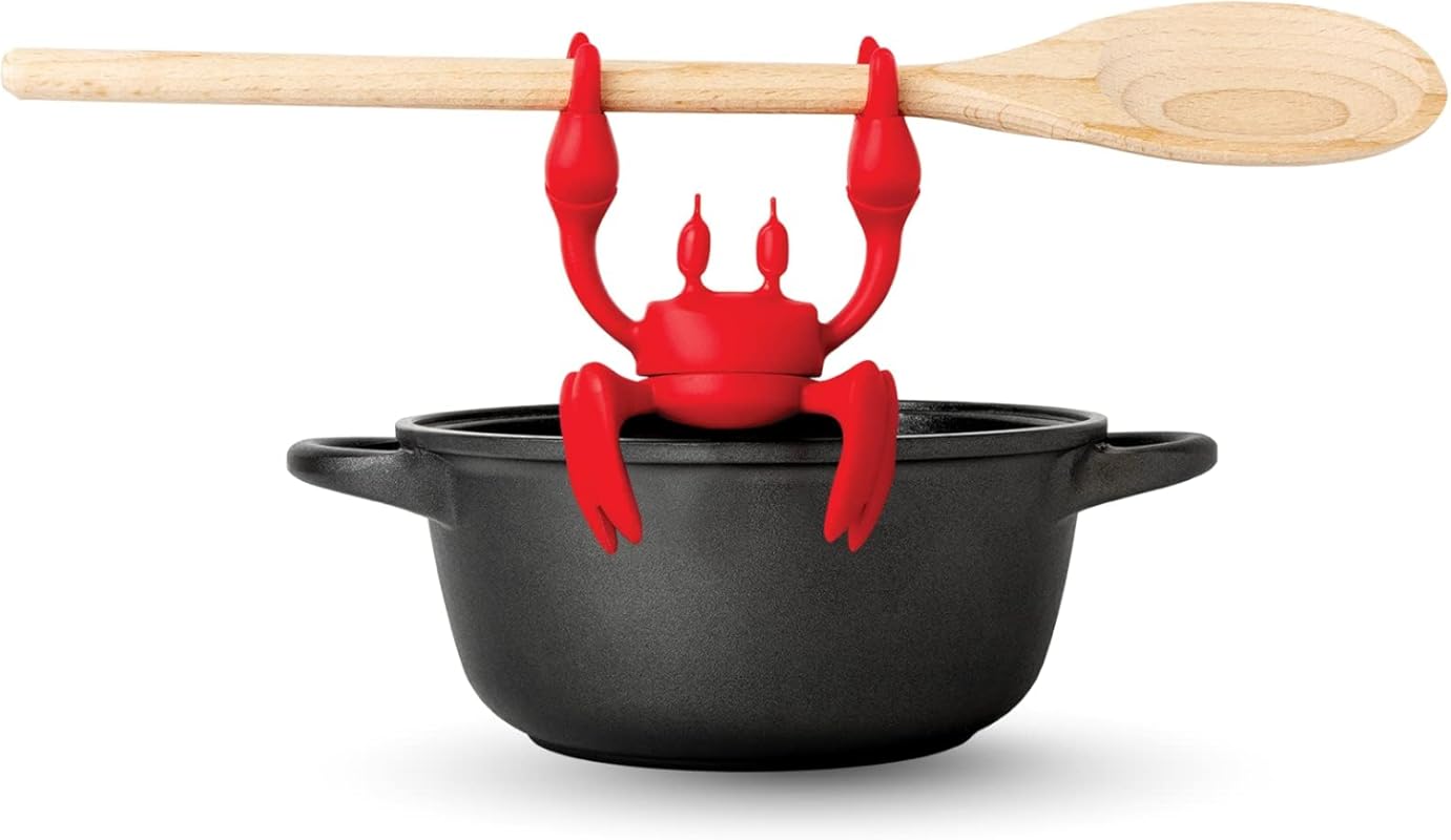OTOTO Red The Crab Silicone Utensil Rest: Heat-Resistant Spoon & Chops