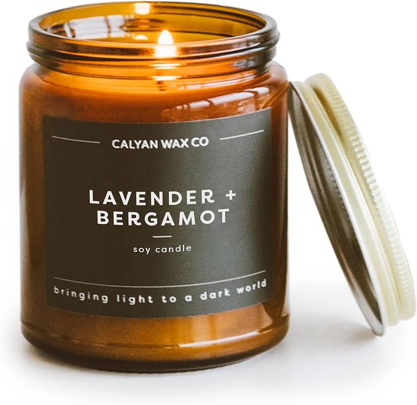 Calyan Wax Co. Lavender & Bergamot Scented Candle 7.2oz, Luxury Non-To