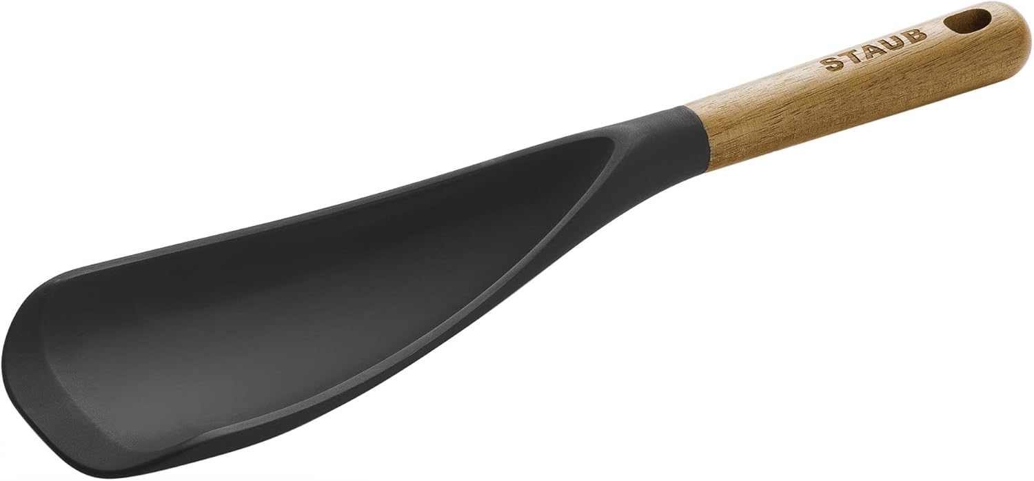 STAUB Multifunction Spatula Spoon - Matte Black Silicone with Acacia W