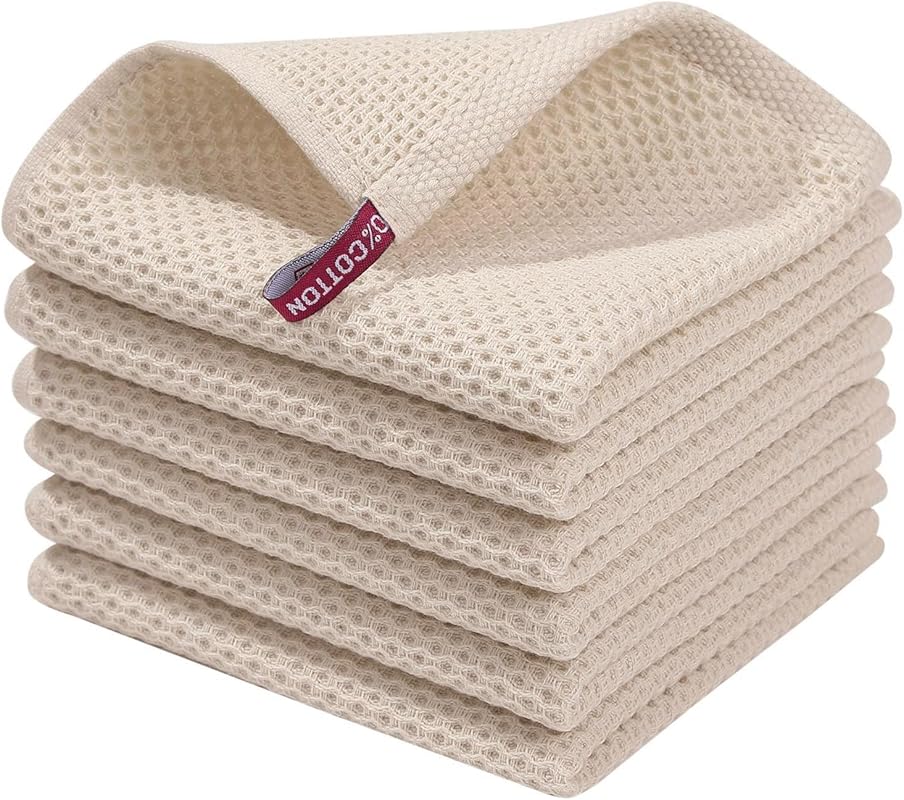 Homaxy 100% Cotton Waffle Weave Kitchen Dish Cloths - Soft, Absorbent,