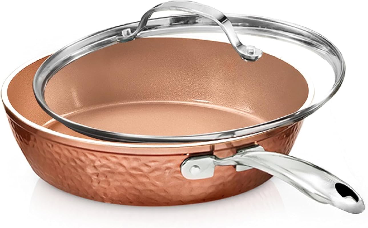 Gotham Steel Hammered Nonstick 10 Inch Frying Pan with Lid, Ceramic Co