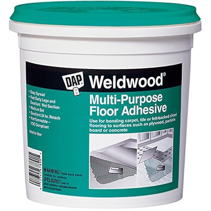 DAP 00141 Multi-Purpose Floor Adhesive, 1-Quart (2-Pack) for Strong, V