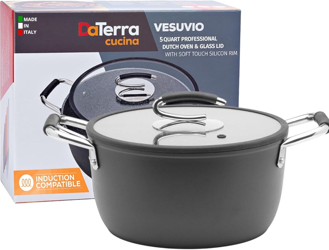 DaTerra Cucina 5-Quart Nonstick Ceramic Dutch Oven Pot with Lid, Light