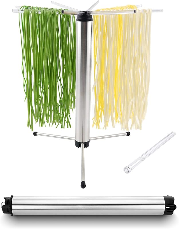 KITCHENDAO Collapsible Stainless Steel Pasta Drying Rack: Foldable, Ro