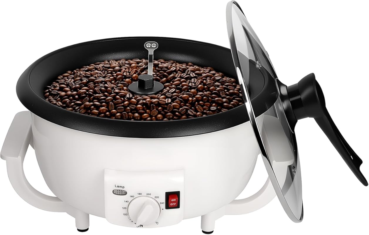 Electric Coffee Bean Roaster for Home & Cafe, 800g, Timer, Non-Stick, 