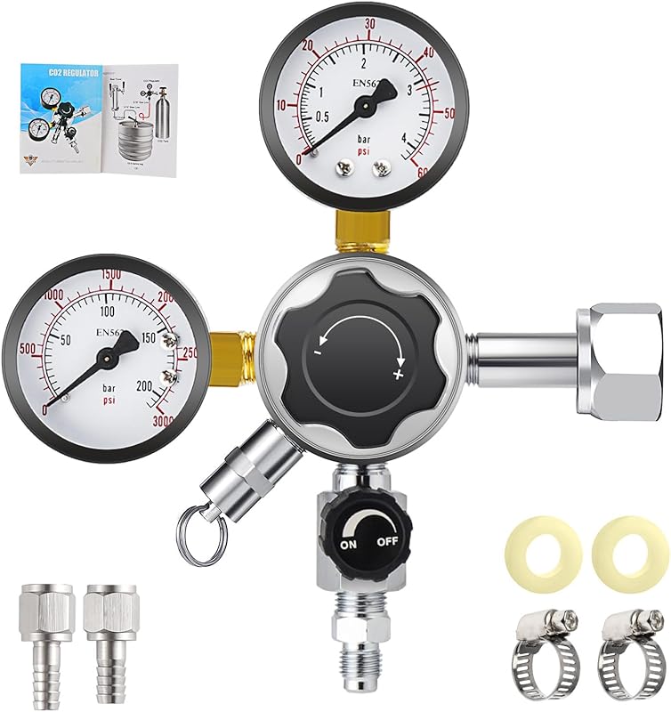 MRbrew CGA-320 Keg Regulator with Safety Valve, Quick Disconnect, Pres
