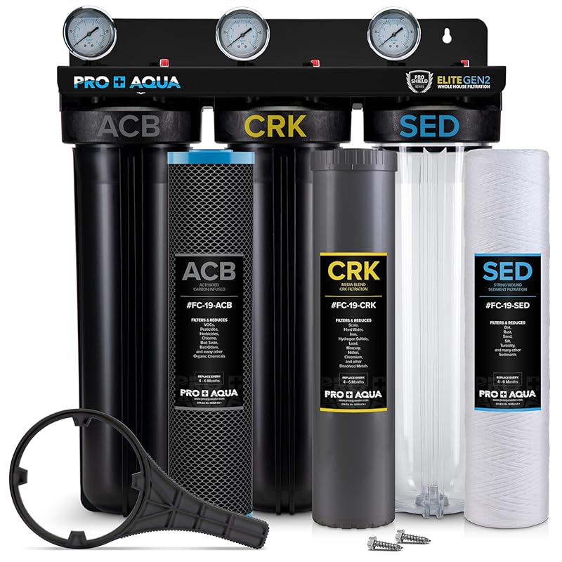 PRO+AQUA Elite PRO-100-E 3-Stage Whole House Water Filtration System f