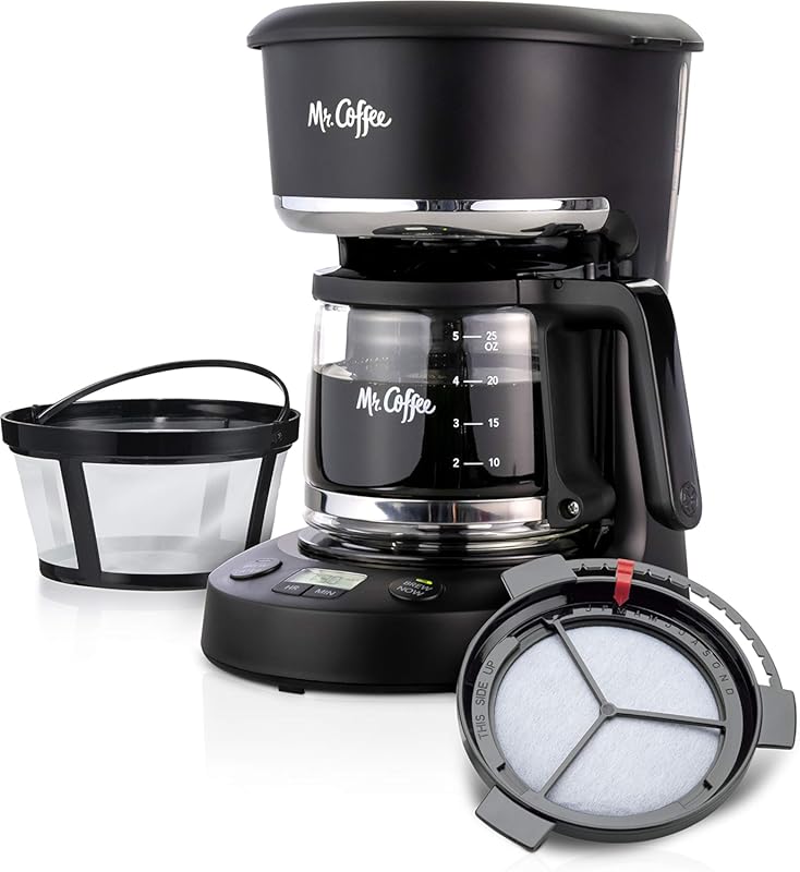 Mr. Coffee Programmable 5-Cup Coffee Maker with Auto Pause, Glass Cara