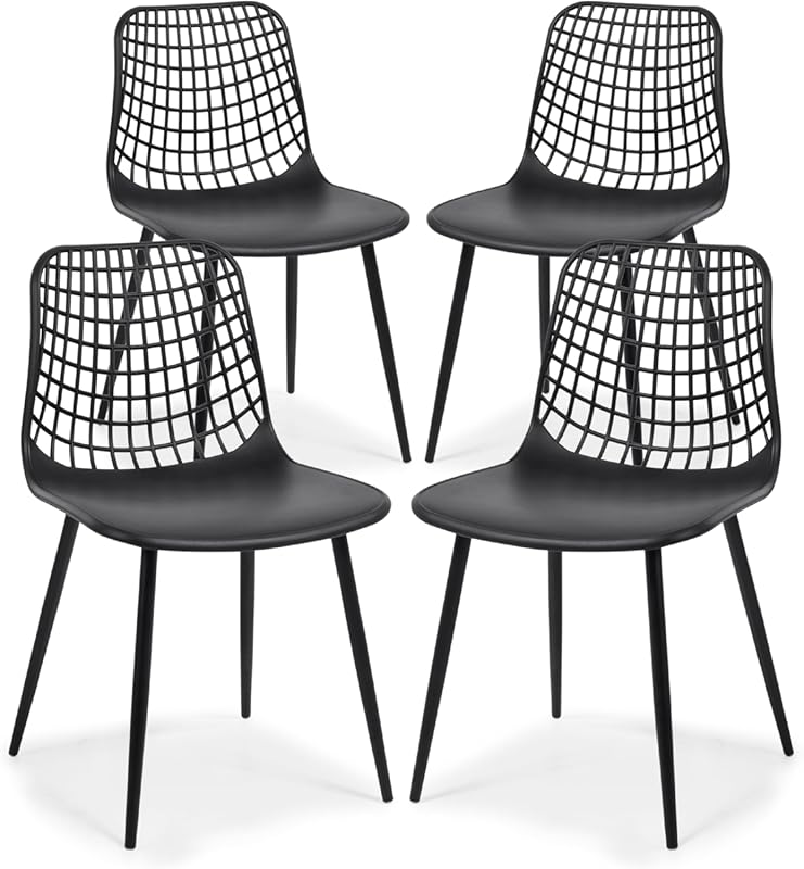 Poly & BARK Marais Modern Dining Chairs Set of 4, Mid-Century Plastic