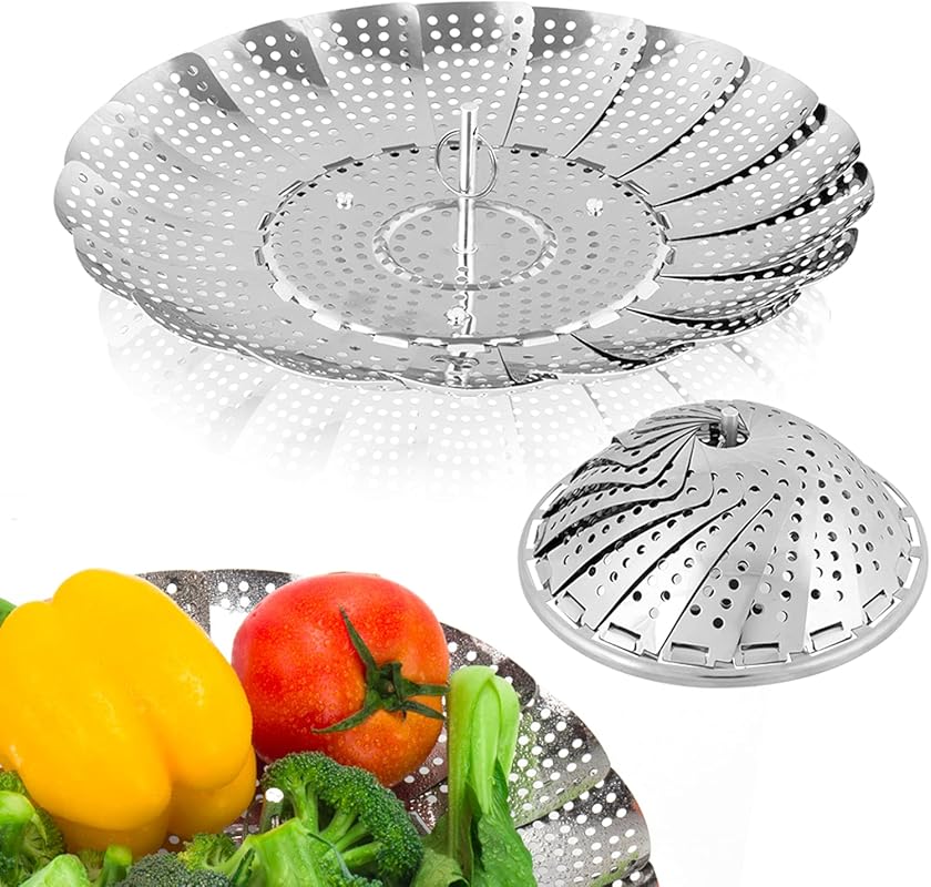 Premium Stainless Steel Folding Expandable Vegetable Steamer Basket (L