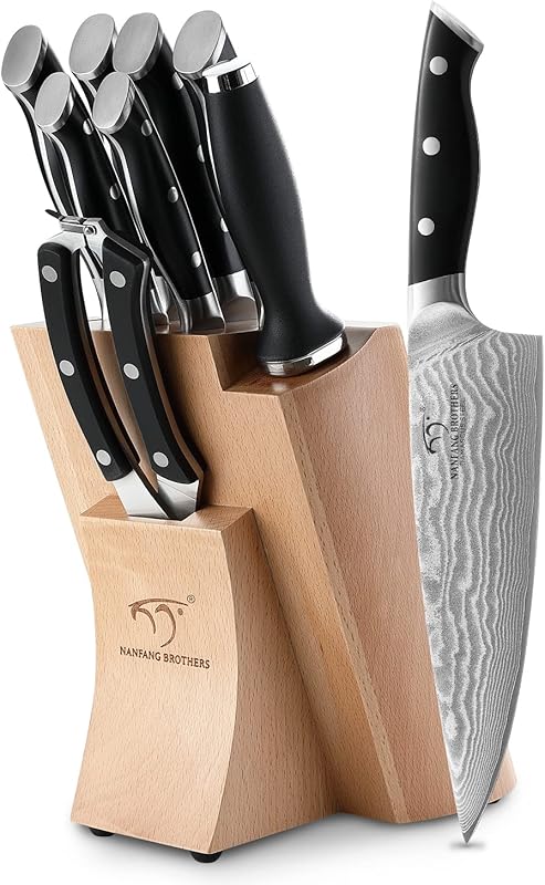NANFANG BROTHERS 9-Piece Damascus Kitchen Knife Set with 67-Layer Japa