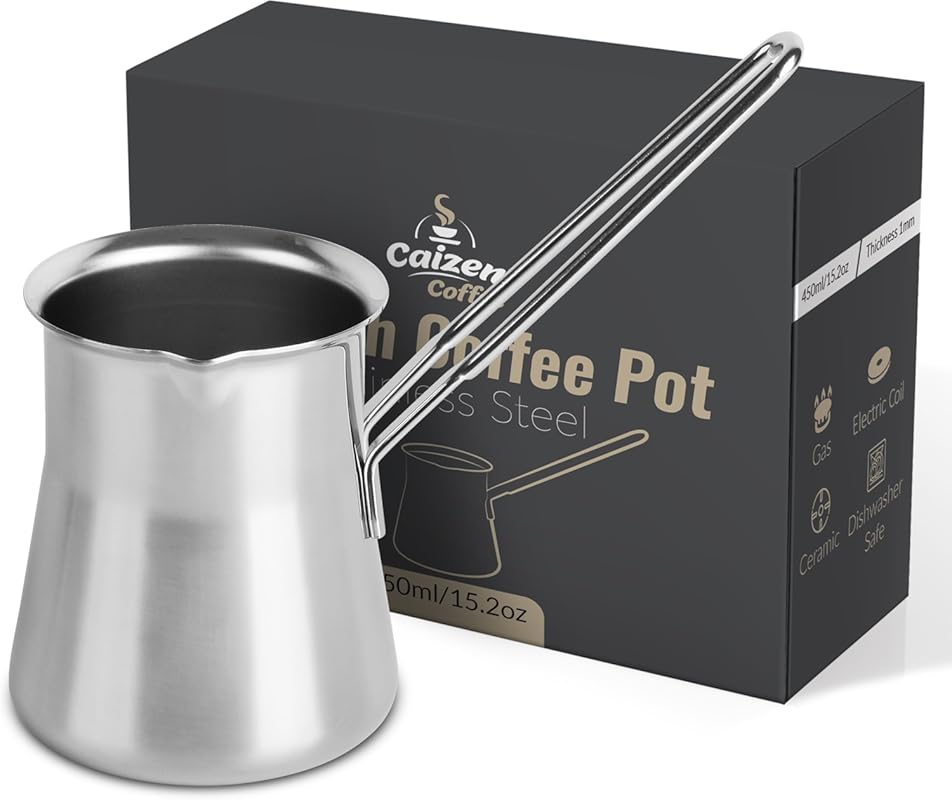 Versatile 15oz Turkish Coffee Pot & Maker, Ideal for Chai, Arabic, Gre