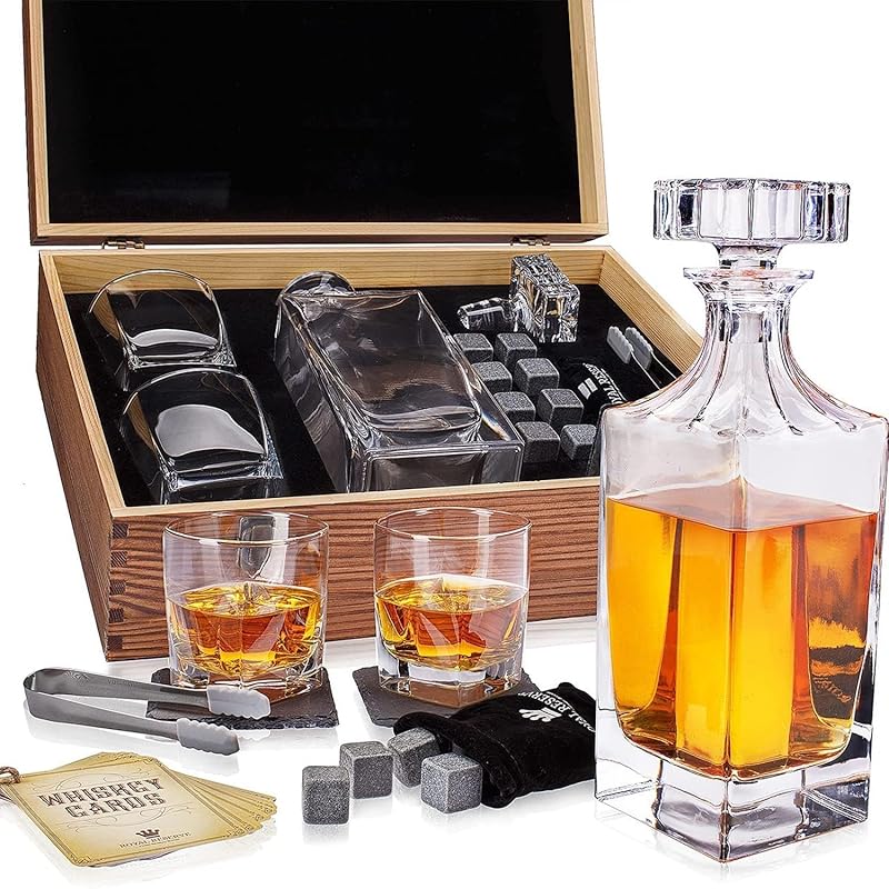 Royal Reserve 24oz Whiskey Decanter Gift Set with Glasses, Chilling St
