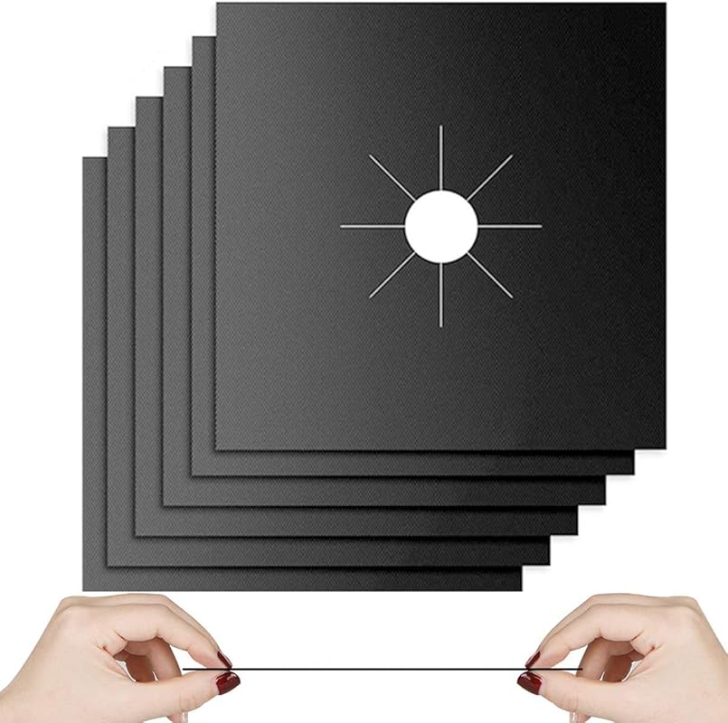 10-Pack 0.3mm Double Thickness Gas Stove Burner Liners, Reusable Non-S