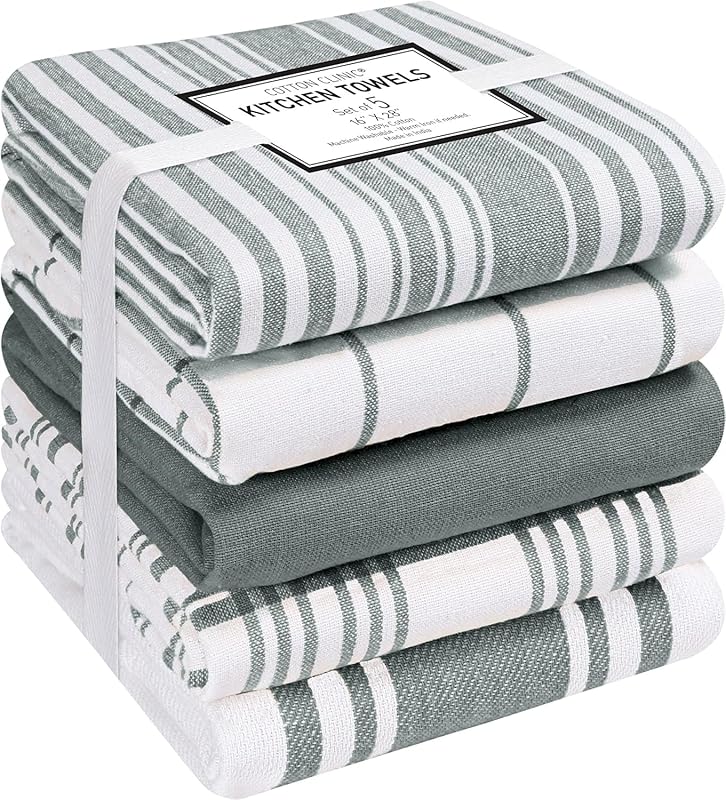 Cotton Clinic Assorted Kitchen Towels - Soft, Absorbent, Quick Drying,