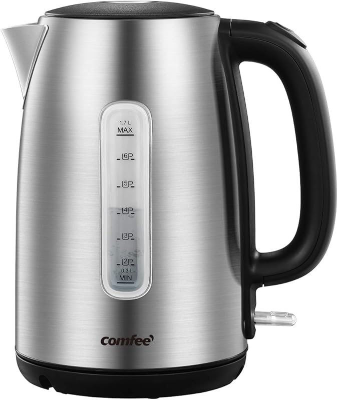 COMFEE' 1.7L Stainless Steel Electric Kettle: 1500W Fast Boil, LED Lig