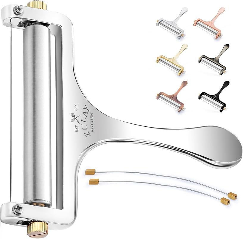 Zulay Kitchen Stainless Steel Handheld Wire Cheese Slicer, Adjustable 
