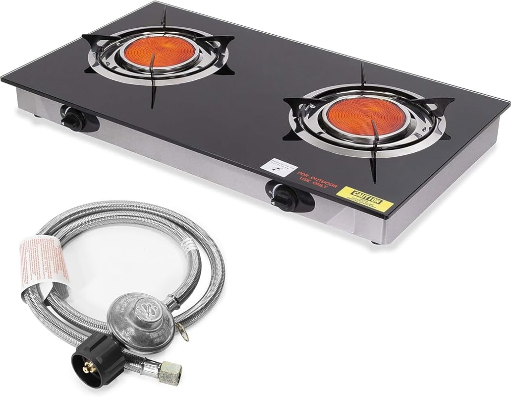 Barton Deluxe 40,000 BTU 2 Burner Propane Gas Range Cooktop: Outdoor I