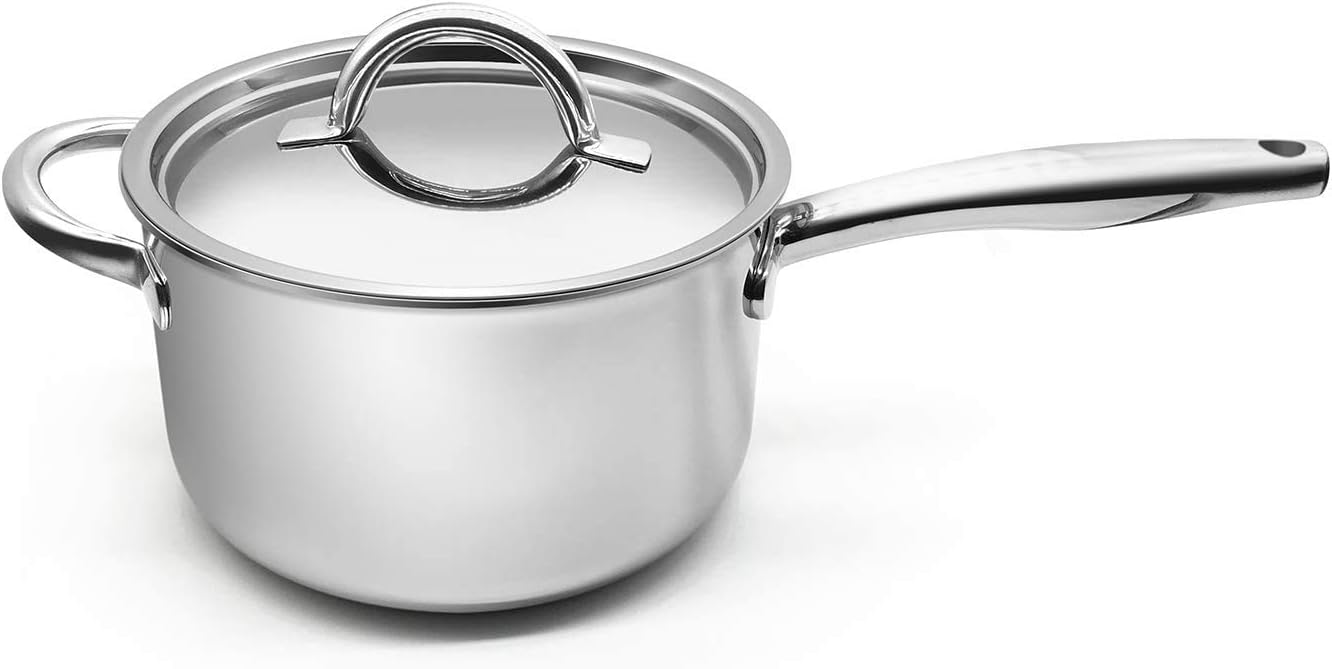Fortune Candy 3.5-Quart Tri-Ply 18/8 Stainless Steel Saucepan with Lid