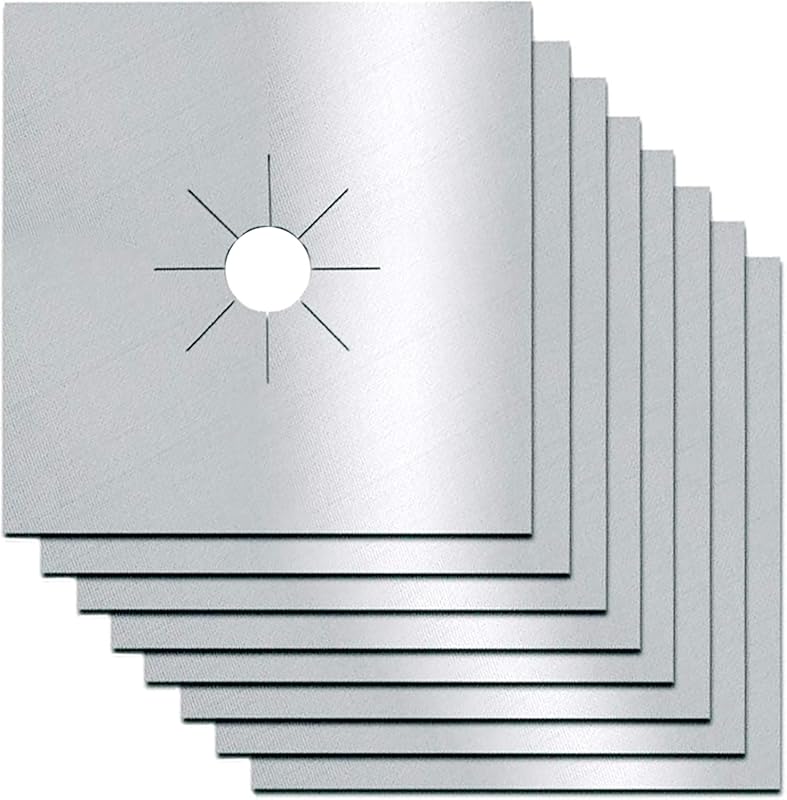 8 Pack Gas Stove Burner Covers, 0.3mm Thick, Non-stick Reusable Liners