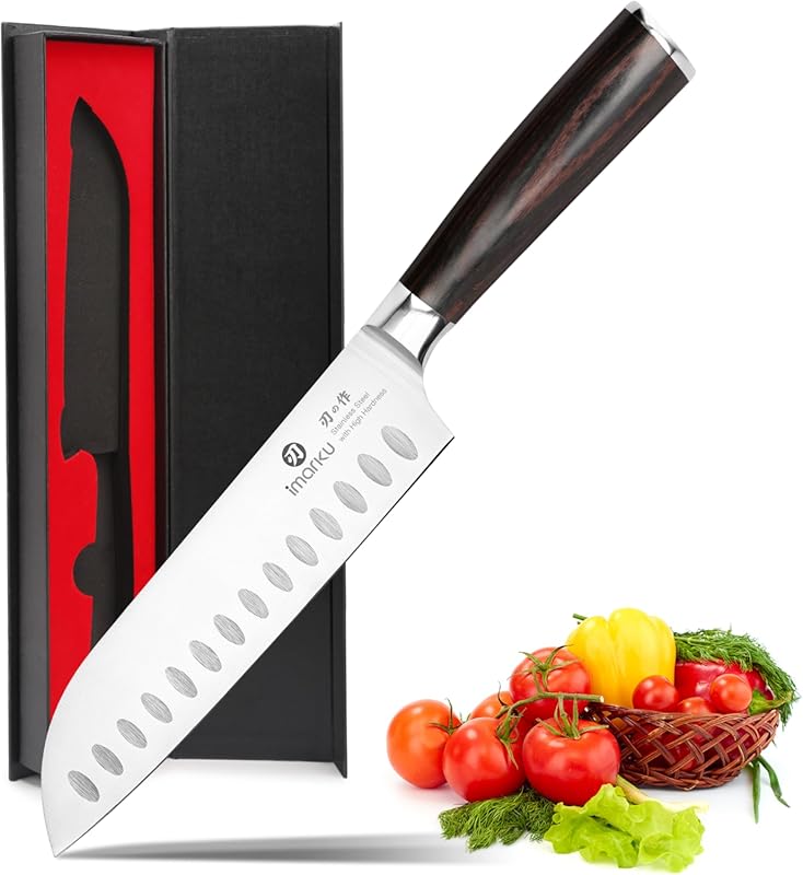 imarku 7 Inch Chef Knife, Ultra Sharp High Carbon Japanese Santoku Kit