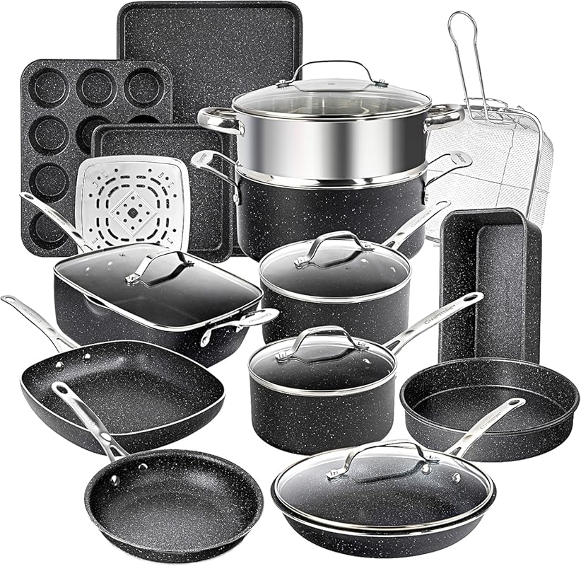 Granitestone True 20-Piece Non-Stick Cookware Set with Deep Square Pan