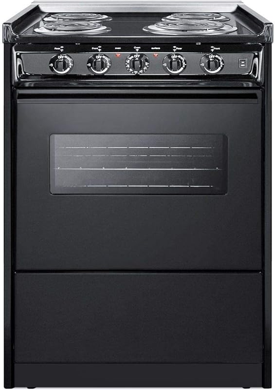 Summit Appliance TEM610CRW 24" Slide-in Electric Range: Black Finish, 