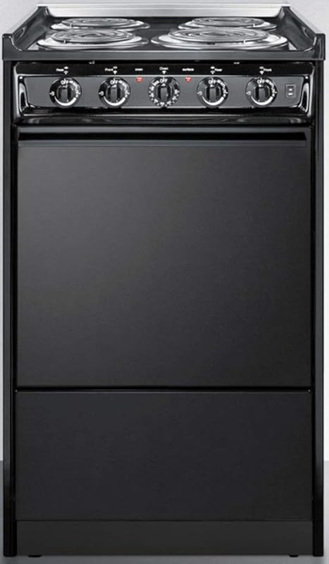 Summit Appliance TEM110CR 20" Slide-In Electric Range: Black Finish, D