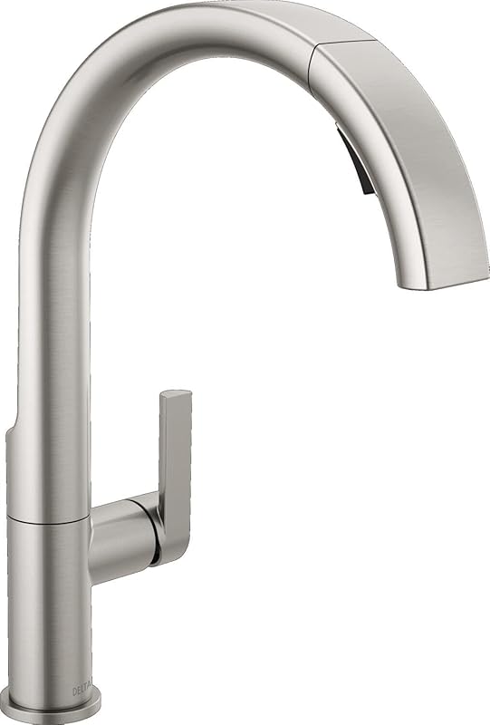 Delta Keele Modern Pull Down Kitchen Faucet, Brushed Nickel, Single Ha