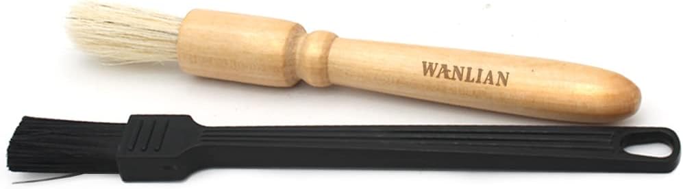 2 Pack Coffee Grinder Cleaning Brushes: Wood Handle Natural Bristle & 