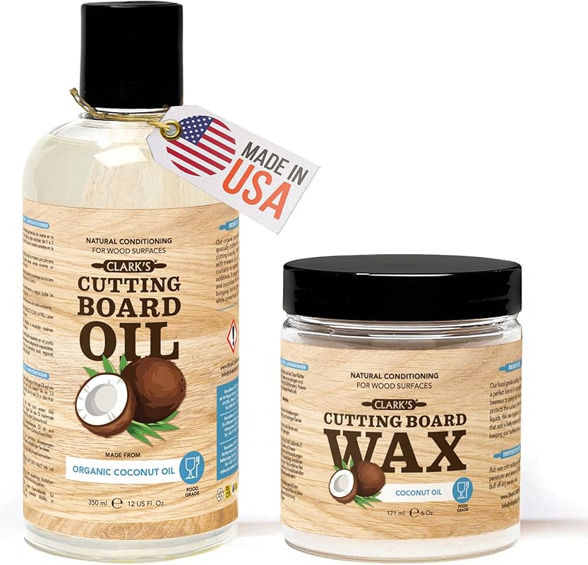 CLARK'S Cutting Board Care Kit: Coconut Oil Butcher Block Oil & Wax fo