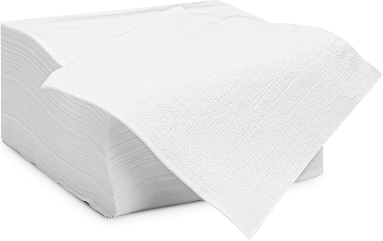 White Disposable Beverage Napkins (500 Count) - Absorbent Paper Cockta
