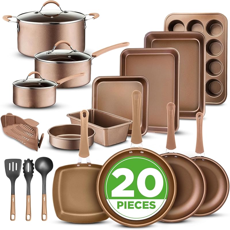 Nutrichef 20-Piece Professional Non-Stick Cookware & Bakeware Set, Non
