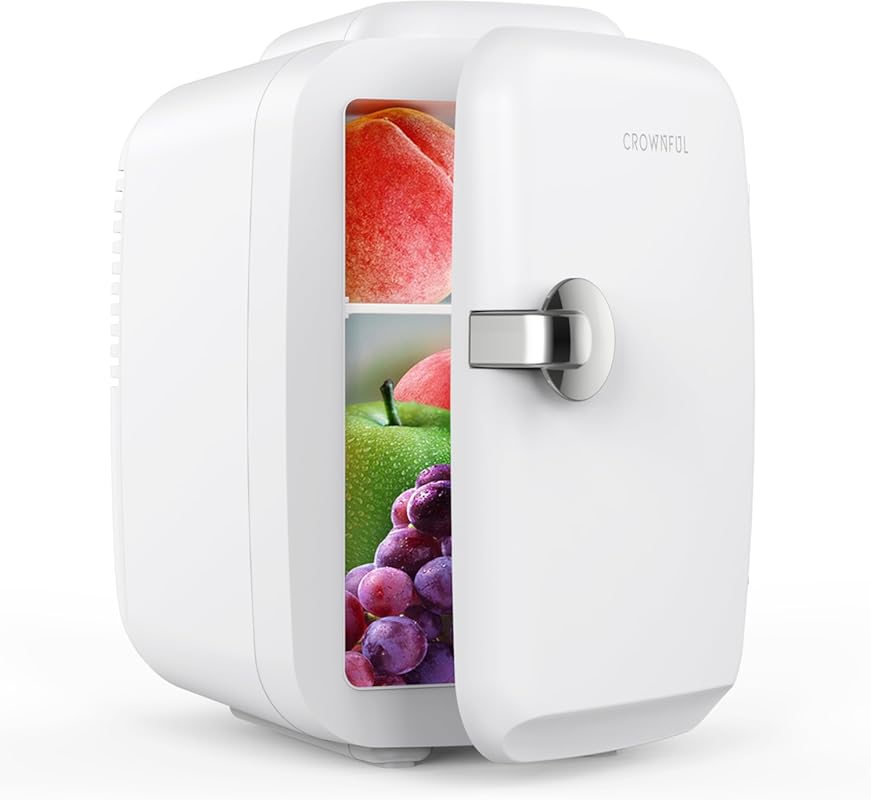 CROWNFUL 4 Liter/6 Can Mini Fridge Cooler & Warmer for Skincare, Cosme
