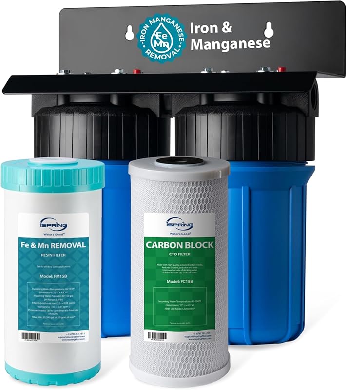 iSpring WGB21BM 2-Stage Whole House Water Filtration System with Iron 