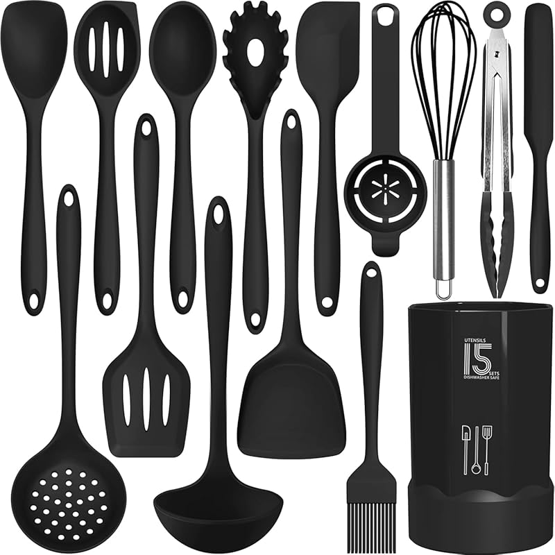 AOTHOD Silicone Cooking Utensils Set: 446°F Heat Resistant Tools for N