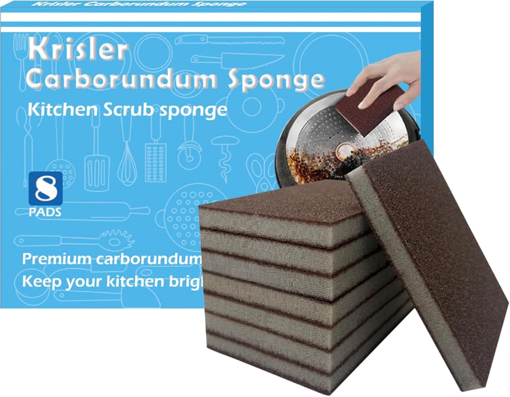 8pc Carborundum Nano Emery Sponges for Pot Cleaning, Rust Eraser, Grit
