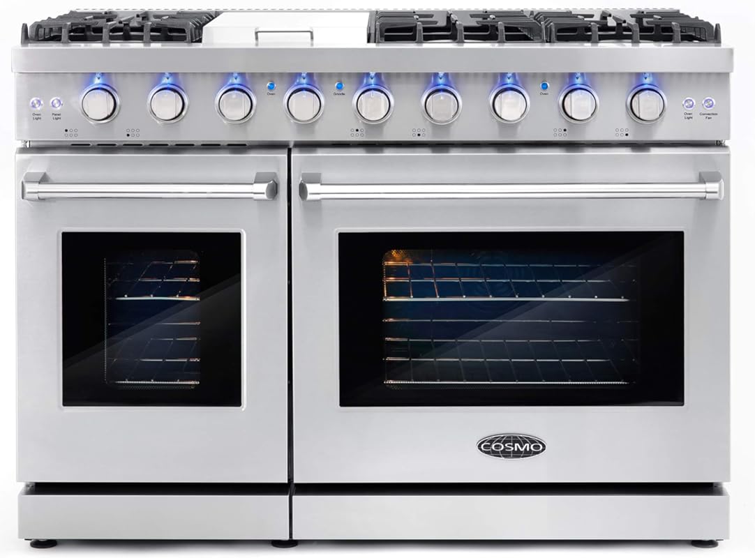 COSMO COS-EPGR486G 48-Inch 7 cu. ft. Double Oven Gas Range with 6 Burn
