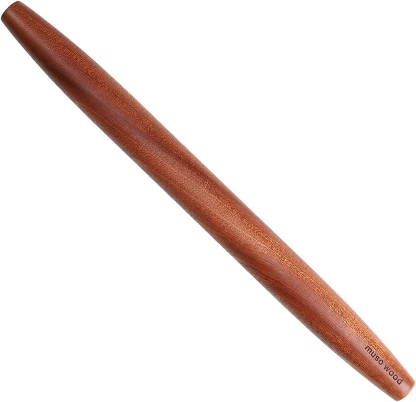 Muso Wood Sapele French Rolling Pin, 15.75-inch, Tapered for Fondant, 