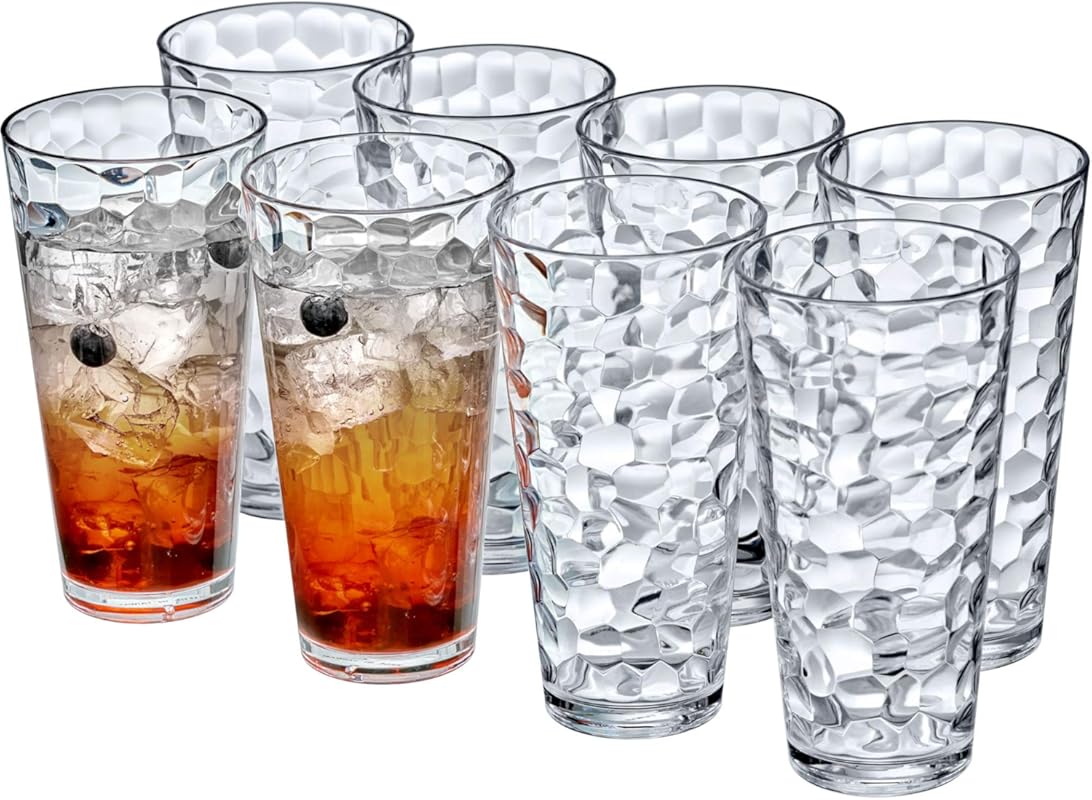 Amazing Abby Iceberg 24-Ounce Clear Plastic Tumblers (Set of 8) - Stac