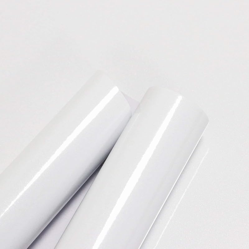 Glossy White Peel and Stick Contact Paper, Waterproof & Easy Clean Vin