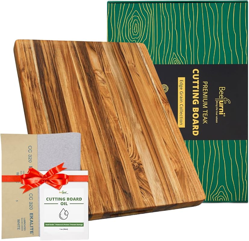 BEEFURNI Large Teak Wood Cutting Board (M, 20x15