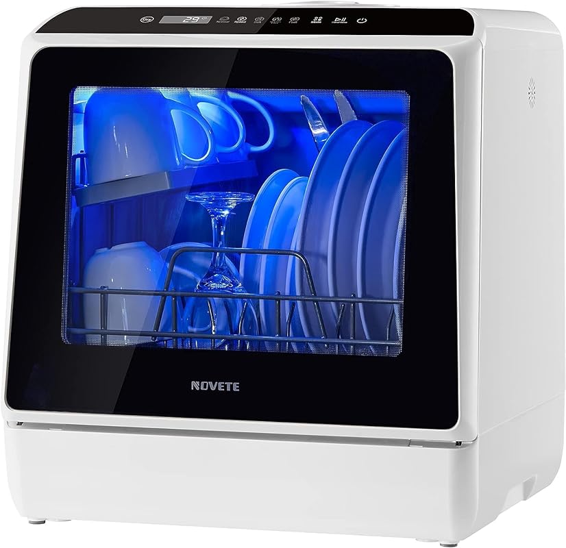 Novete Portable Countertop Dishwasher, Compact with 5L Built-in Tank, 